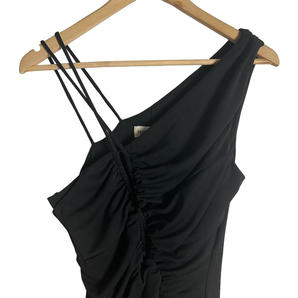 Nicholas Prisha Black One Shoulder Cut Out Slit Maxi Gown Size 8 - Picture 7 of 13